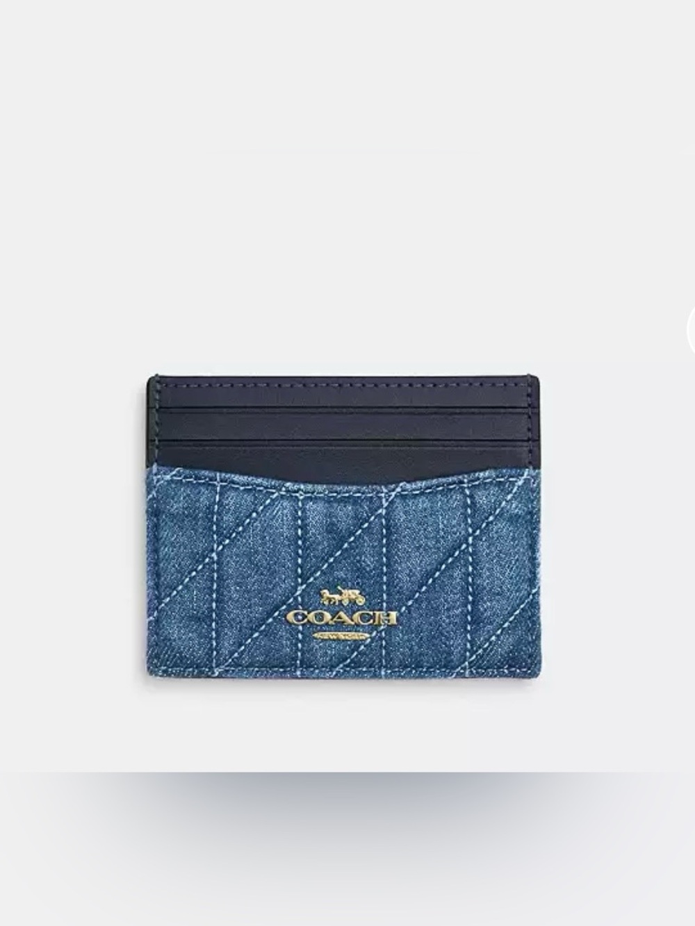 COACH Denim Quilted Slim Id Card Case NWT